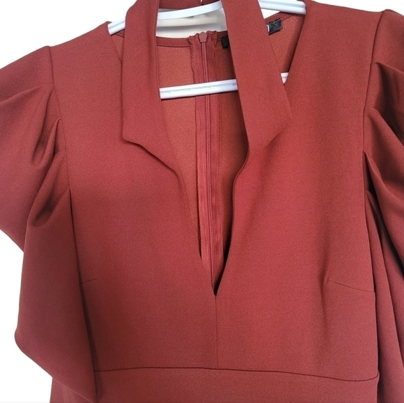 Revamped ruffled peplum skinny brown two piece women jumpsuit US L never worn - Picture 3 of 13